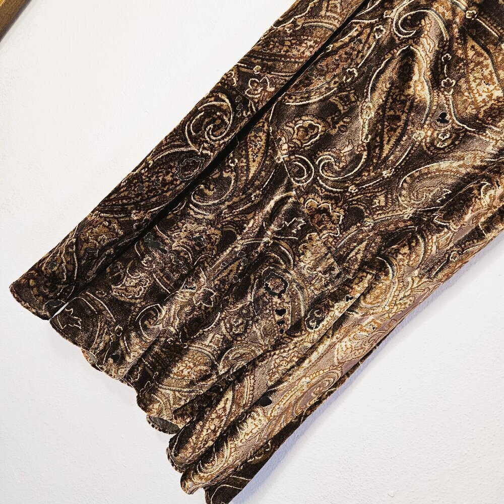 Coldwater Creek Bohemian Brown Paisley Burnout Velvet Midi Skirt Size M - Picture 4 of 9